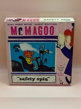 SUPER 8 Mr. Magoo SAFETY SPIN 8mm Film Vintage Cartoon Columbia M-6A Silent